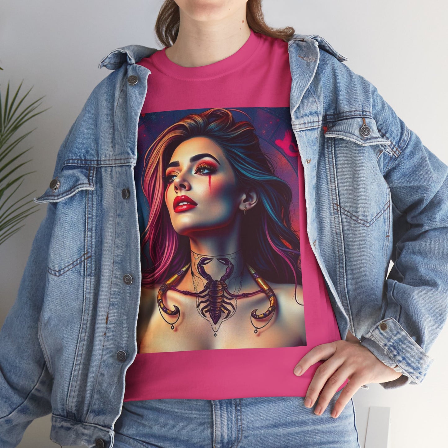 Unisex Heavy Cotton T-Shirt, Scorpio, Zodiac v1, Sexy Art