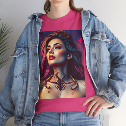 Unisex Heavy Cotton T-Shirt, Scorpio, Zodiac v1, Sexy Art