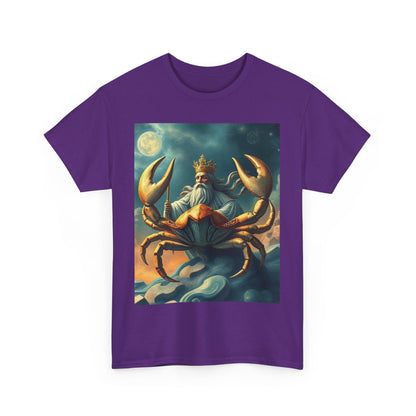 Unisex Heavy Cotton T-Shirt, Crustacean King, Cancer Zodiac Design