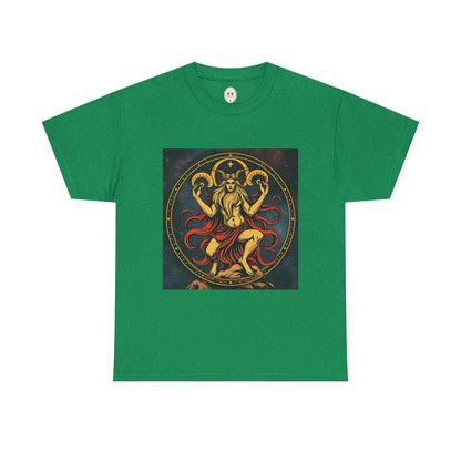Unisex Heavy Cotton T-Shirt, Aries God 2v, Zodiac Design