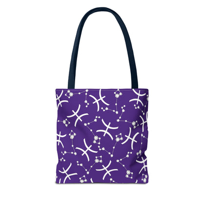 Tote Bag, Pisces Zodiac Sign, AOP, (Purple, White)