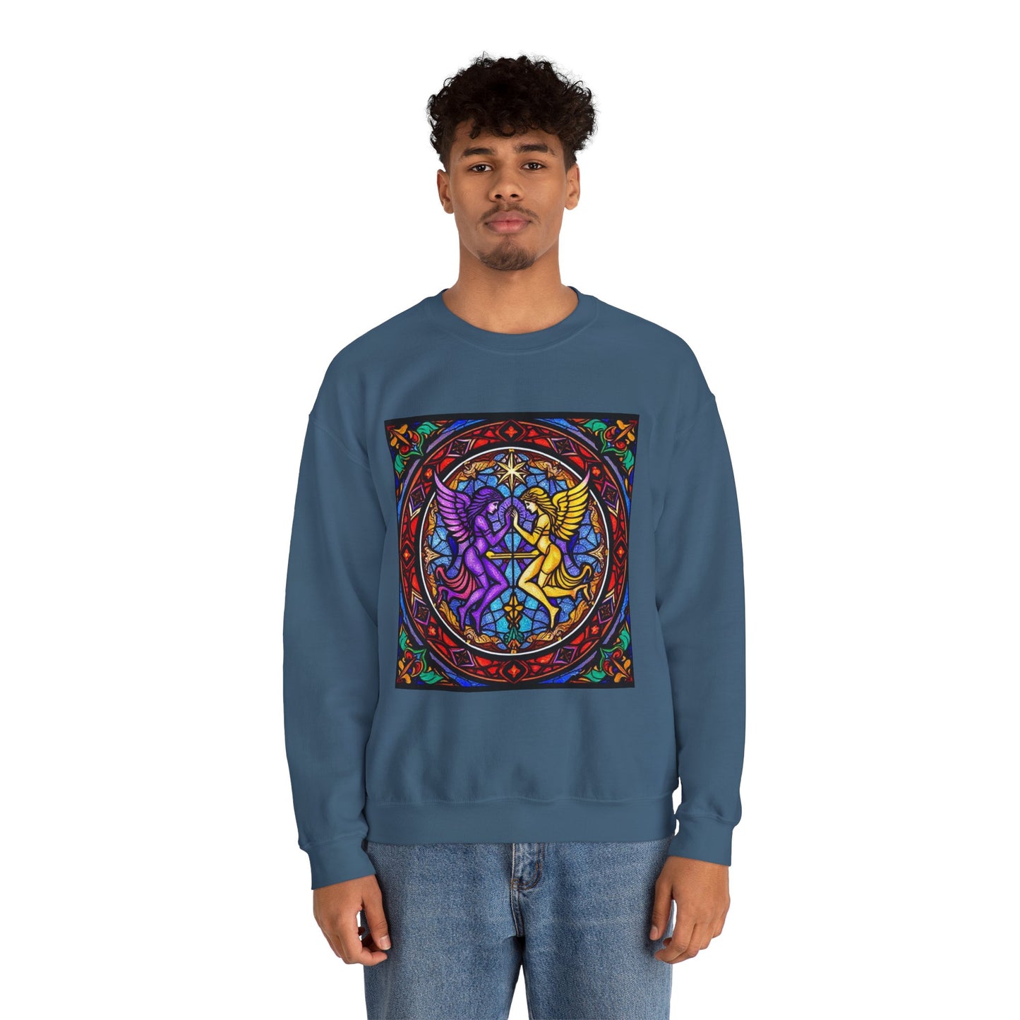 Unisex Heavy Blend™ Crewneck Sweatshirt, Glass, Gemini Zodiac Design