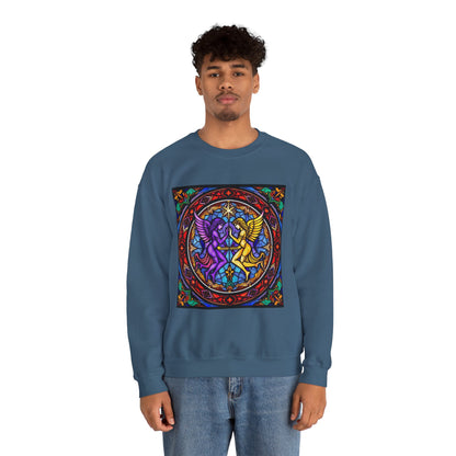 Unisex Heavy Blend™ Crewneck Sweatshirt, Glass, Gemini Zodiac Design