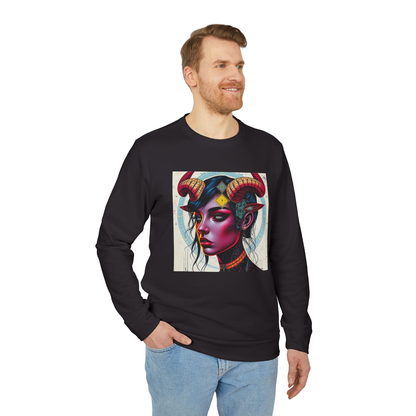 Adidas, Unisex Fleece Crewneck Sweatshirt, Taurus, Pop Art, Zodiac