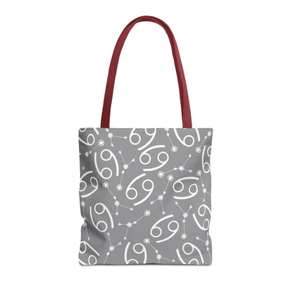 Tote Bag, Cancer Zodiac Sign, AOP, (Grey, White)