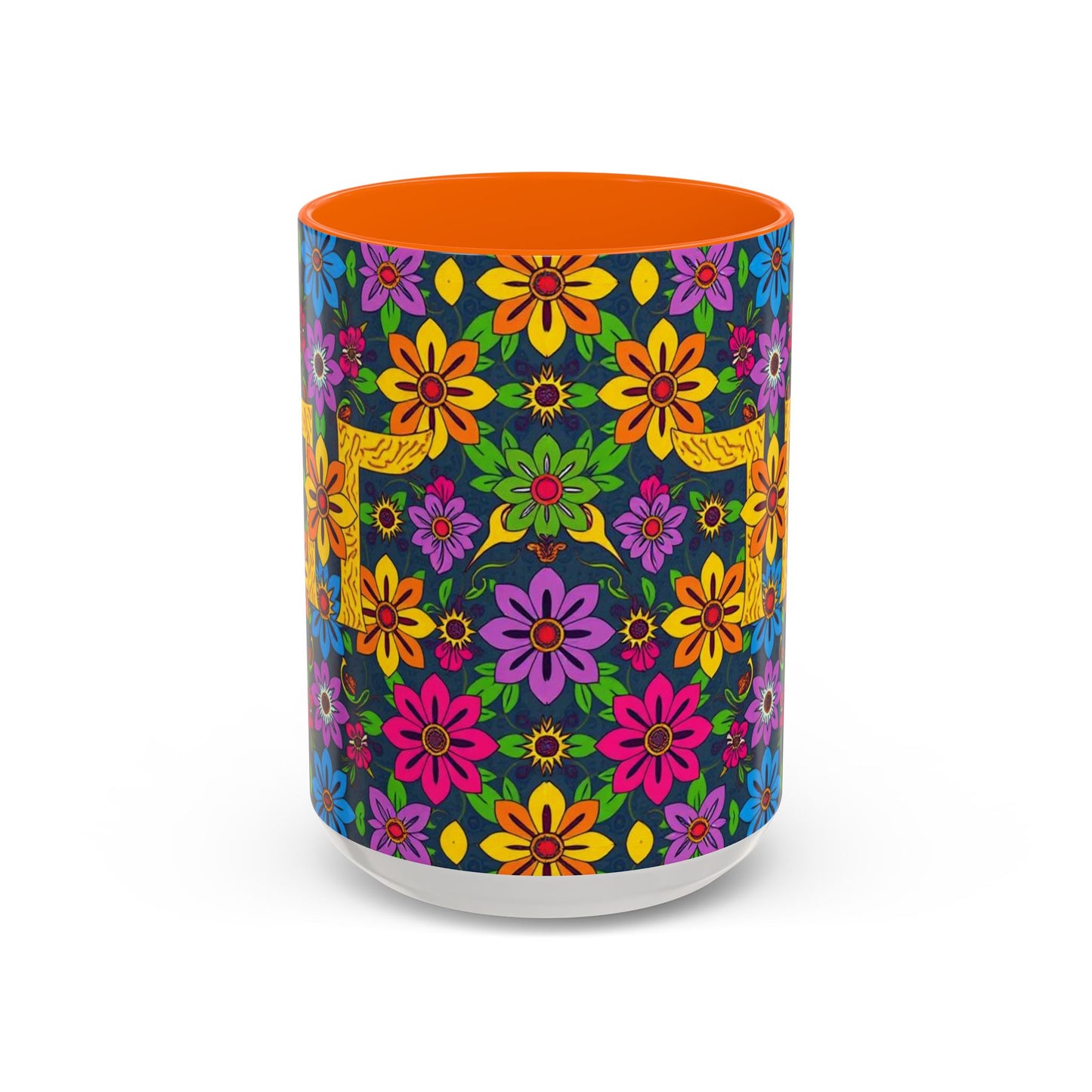 Accent Coffee Mug, Gemini, Zodiac v3, Flower Pattern, (11, 15oz)