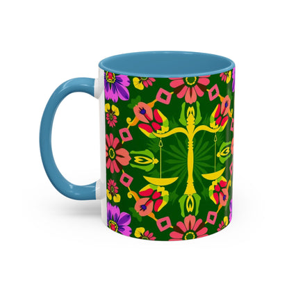 Accent Coffee Mug, Libra, Zodiac, Flower Pattern, (11, 15oz)