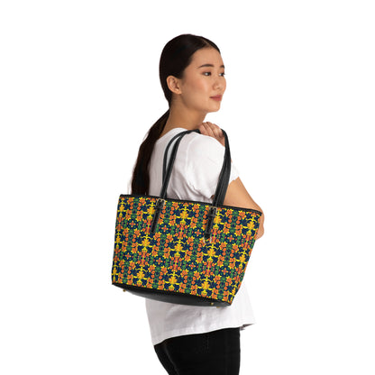 Leather Shoulder Bag, Libra, Zodiac, Flower Pattern