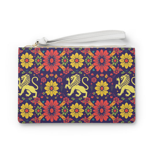 Clutch Bag, Leo, Zodiac v1, Flower Pattern