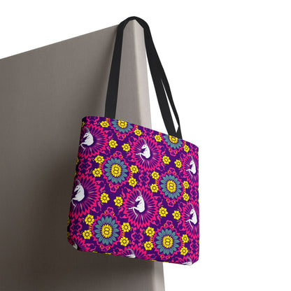 Tote Bag, (AOP), Capricorn, Zodiac v5, Flower Pattern