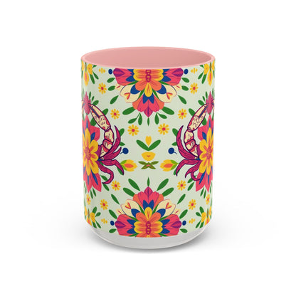 Accent Coffee Mug, Cancer, Zodiac v3, Flower Pattern, (11, 15oz)