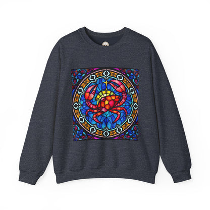 Unisex Heavy Blend™ Crewneck Sweatshirt, Glass 1, Cancer Zodiac Design