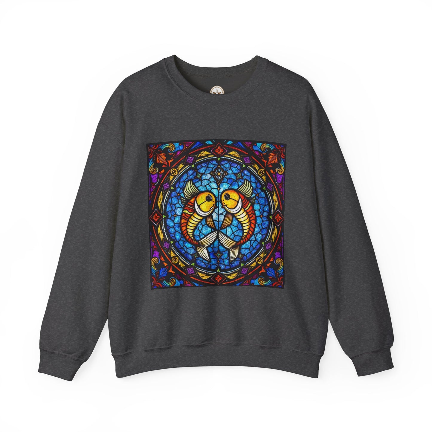 Unisex Heavy Blend™ Crewneck Sweatshirt, Glass 1, Pisces Zodiac Design