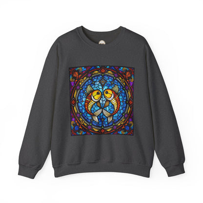 Unisex Heavy Blend™ Crewneck Sweatshirt, Glass 1, Pisces Zodiac Design