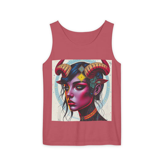 Unisex Garment-Dyed, Tank Top, Taurus Design, Pop Art v2, 100% US cotton