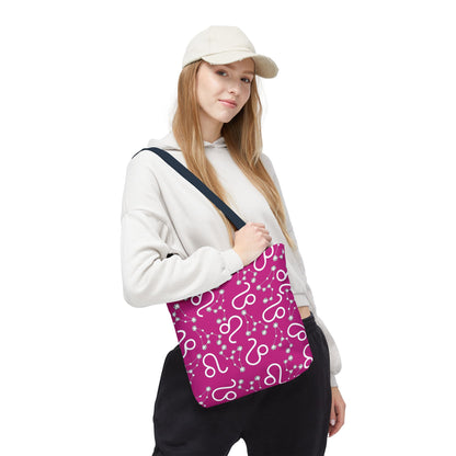 Tote Bag, Leo Zodiac Sign, AOP, (Pink, White)