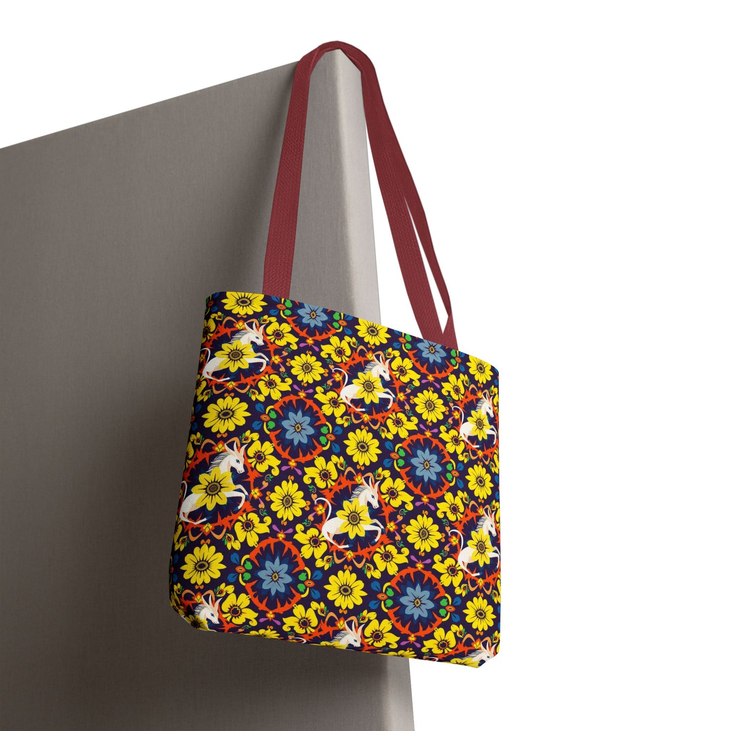 Tote Bag, (AOP), Aquarius, Zodiac v5, Flower Pattern