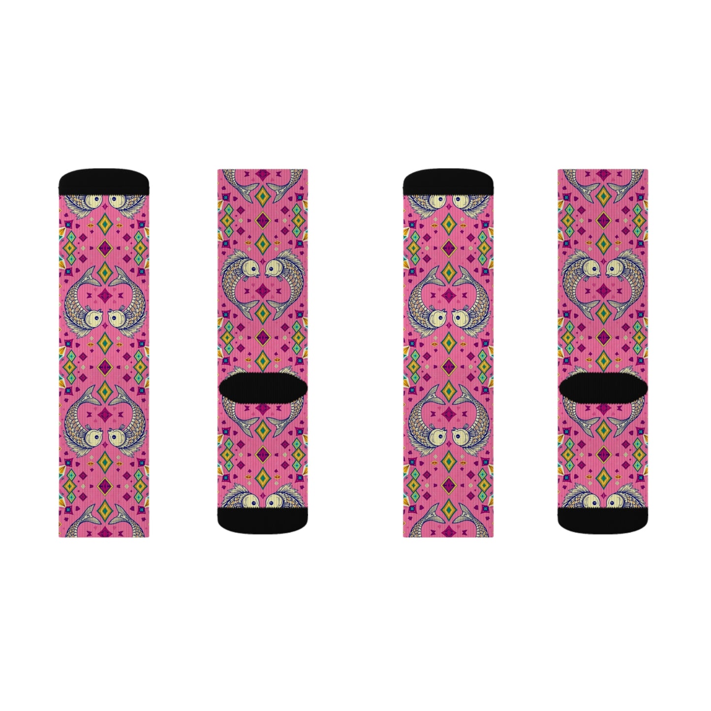 Sublimation Socks, Pisces, Zodiac v1, Jewel Pattern