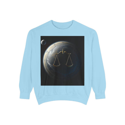 Garment-Dyed Sweatshirt, Unisex, Space Animal Design, Libra