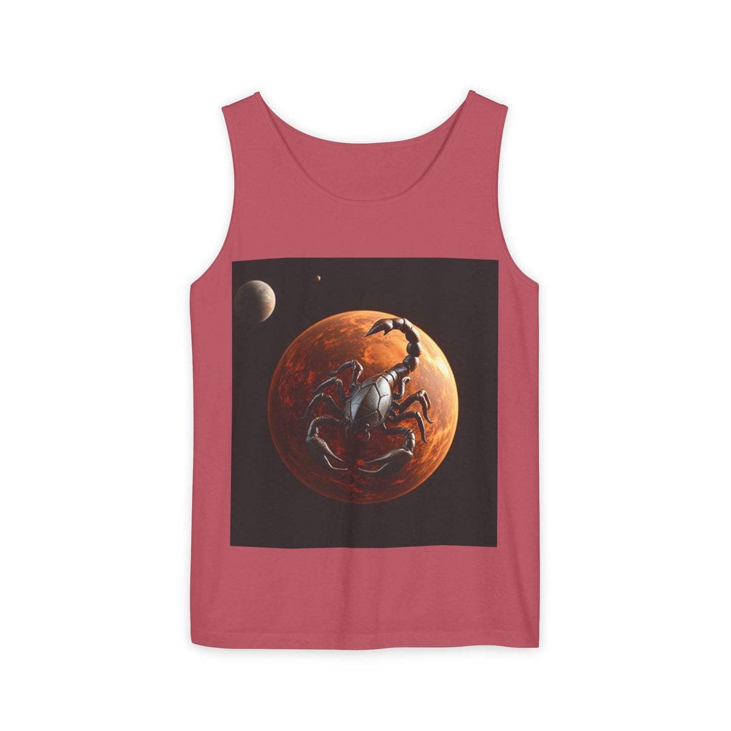 Unisex Garment-Dyed, Tank Top, Scorpio Design, Planet Symbol, 100% US cotton