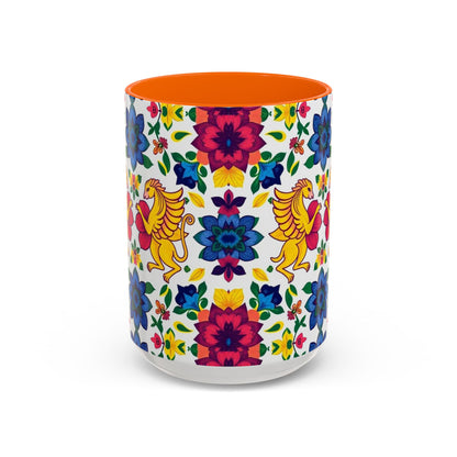 Accent Coffee Mug, Gemini, Zodiac, Flower Pattern, (11, 15oz)