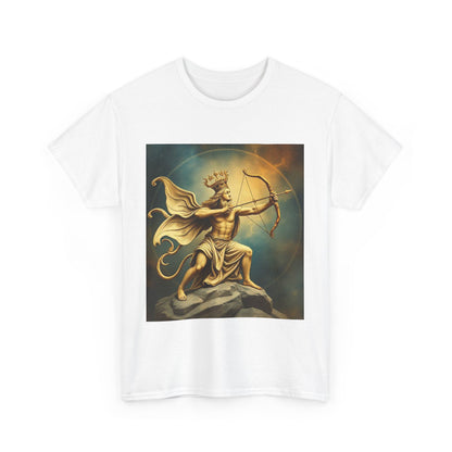 Unisex Heavy Cotton T-Shirt, Sagittarius King, Bow & Arrow v1, Zodiac Design