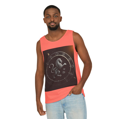Unisex Garment-Dyed, Tank Top, Leo Design, Space Animal, 100% US cotton