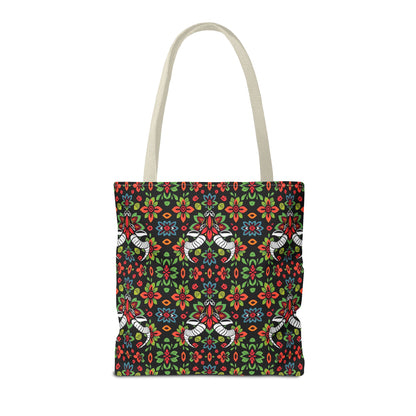Tote Bag (AOP), Taurus, Zodiac v1, Flower Pattern