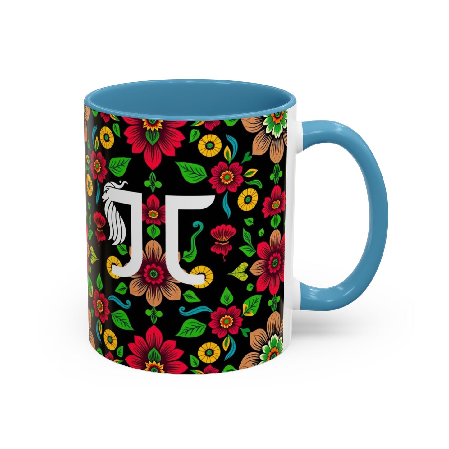 Accent Coffee Mug, Gemini, Zodiac v4, Flower Pattern, (11, 15oz)