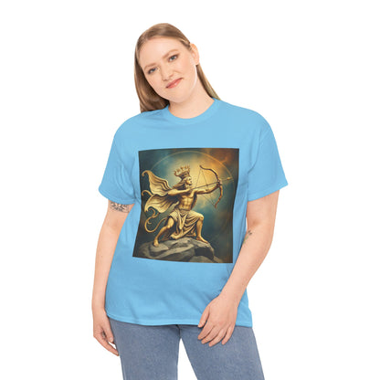 Unisex Heavy Cotton T-Shirt, Sagittarius King, Bow & Arrow v1, Zodiac Design