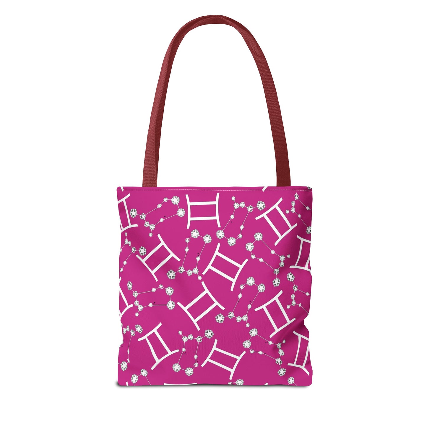 Tote Bag, Gemini Zodiac Sign, AOP, (Pink, White)