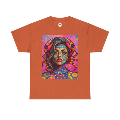 Unisex Heavy Cotton T-Shirt, Cancer, Zodiac v3, Sexy Art