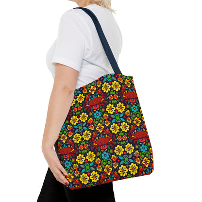 Tote Bag, (AOP), Cancer, Zodiac v4, Flower Pattern