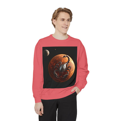 Garment-Dyed Sweatshirt, Unisex, Space Animal Design, Scorpio