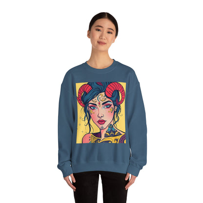 Unisex Heavy Blend™ Crewneck Sweatshirt, Aries, Zodiac v2, Sexy Pattern