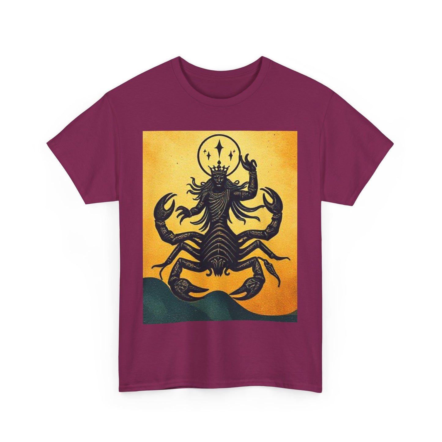 Unisex Heavy Cotton T-Shirt, Scorpion King, Print Art v1, Scorpio Zodiac Design