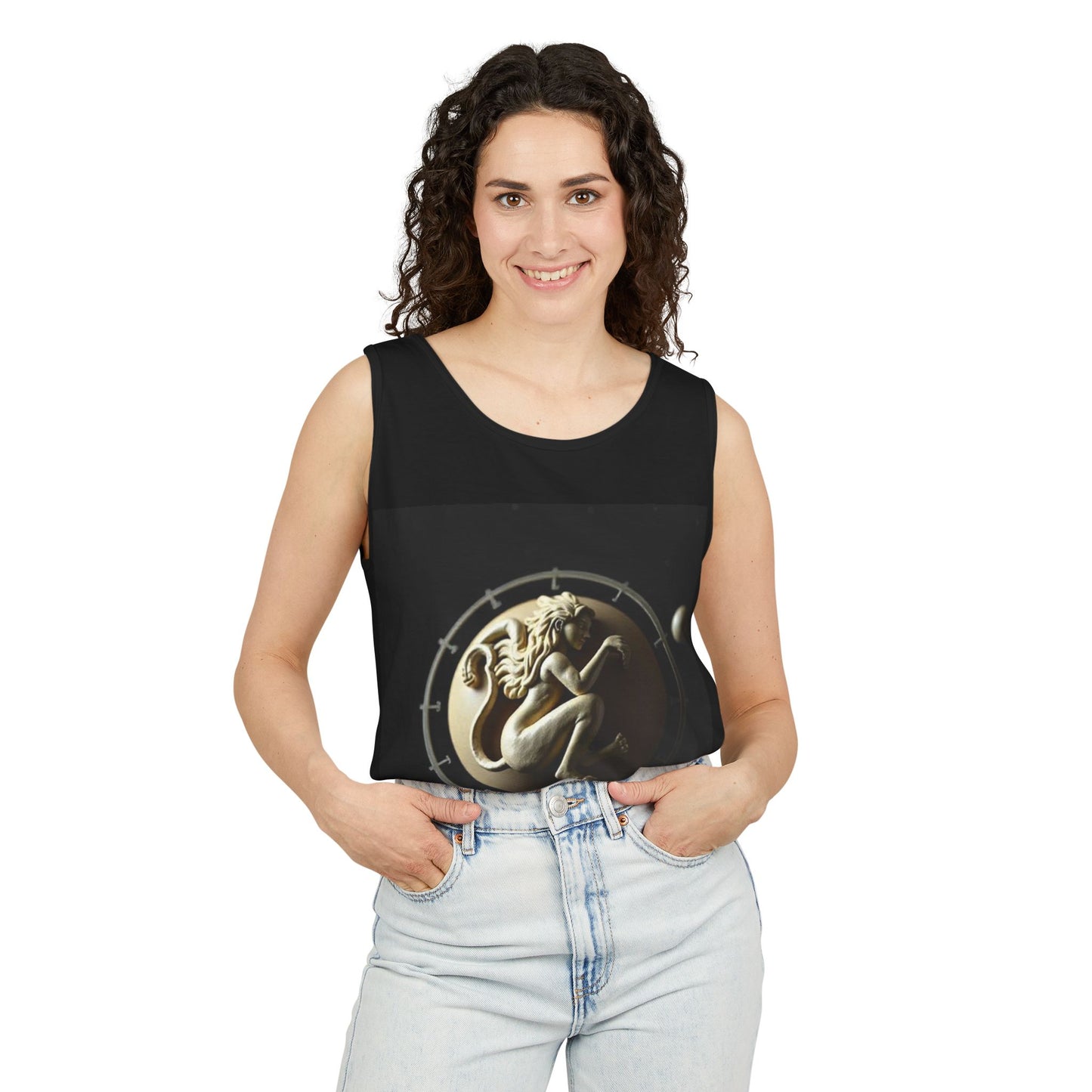 Unisex Garment-Dyed, Tank Top, Virgo Design, Planet Symbol, 100% US cotton