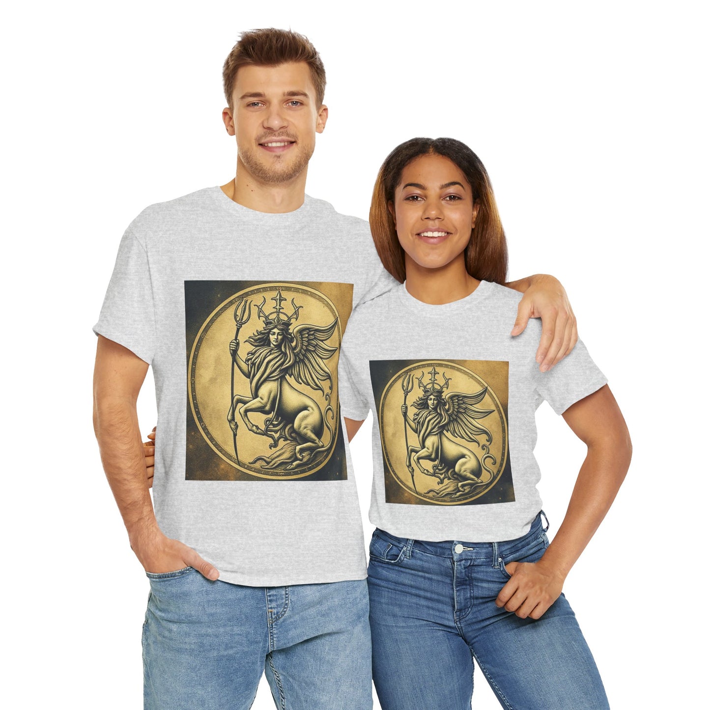 Unisex Heavy Cotton T-Shirt, Animal Angel v1, Virgo Zodiac Design