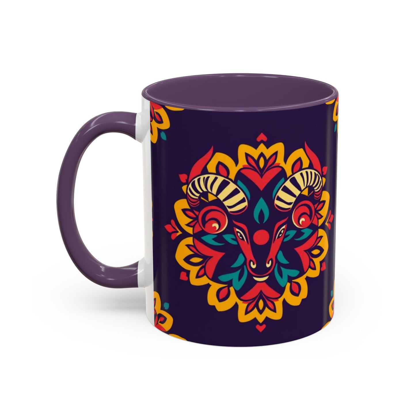 Accent Coffee Mug, Taurus, Zodiac v4. Flower Pattern, (11, 15oz)