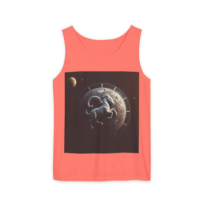 Unisex Garment-Dyed, Tank Top, Aries Design, Planet Animal, 100% Ringspun US cotton