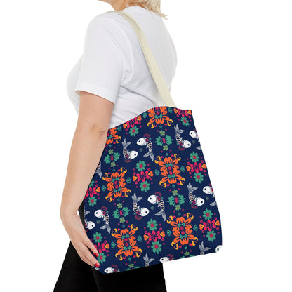 Tote Bag (AOP), Pisces, Zodiac, Flower Pattern