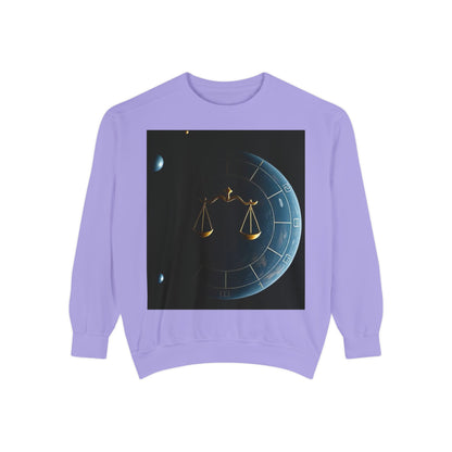 Garment-Dyed Sweatshirt, Unisex, Space Animal Design v1, Libra