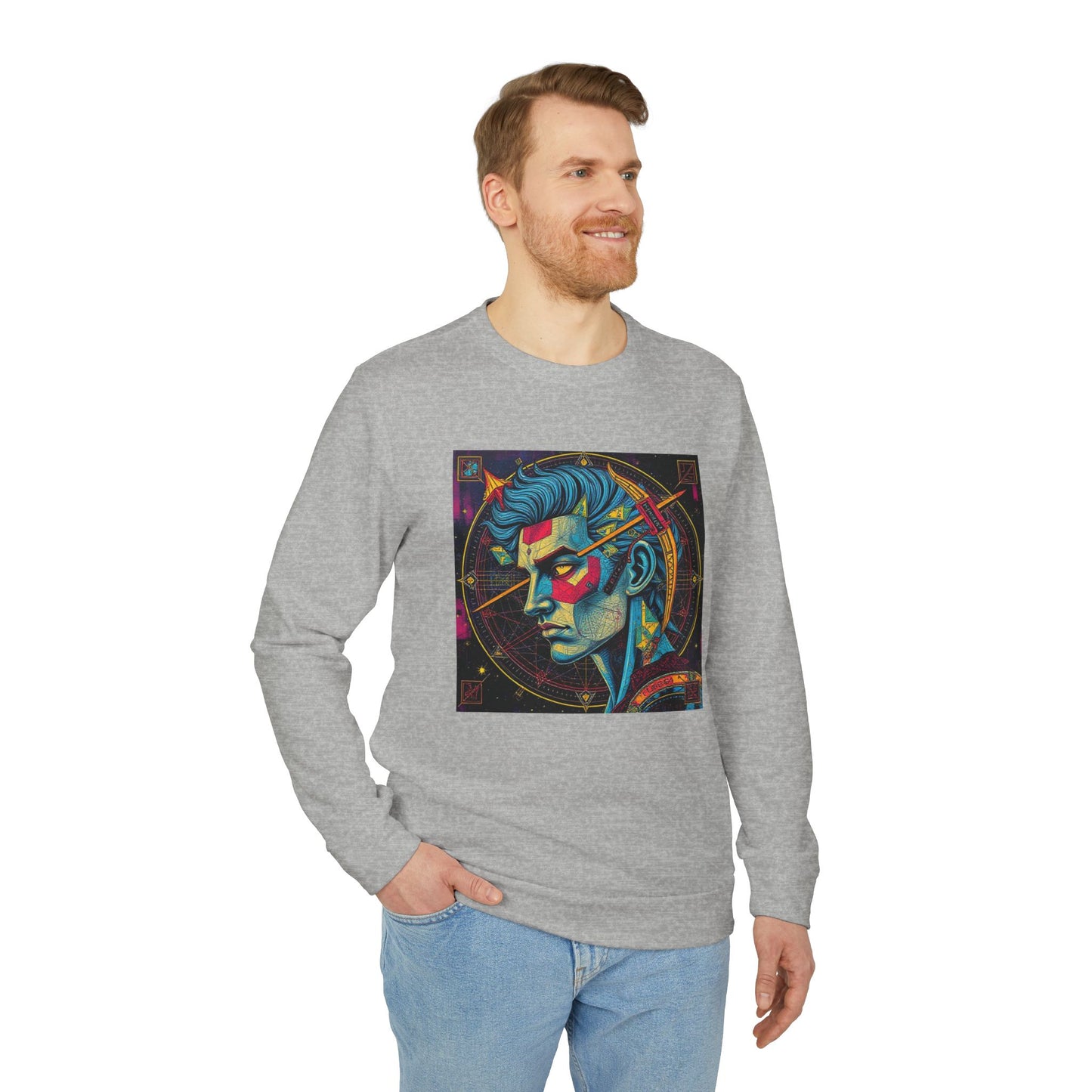 Adidas, Unisex Fleece Crewneck Sweatshirt, Sagittarius, Pop Art, Zodiac