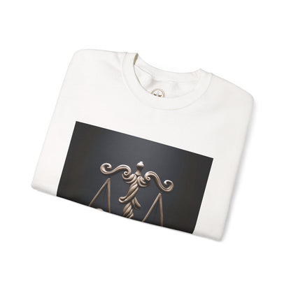 Unisex Heavy Blend™ Crewneck Sweatshirt, Brown Scale, Libra Zodiac Design