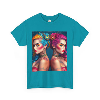 Unisex Heavy Cotton T-Shirt, Gemini, Zodiac v2, Sexy Art