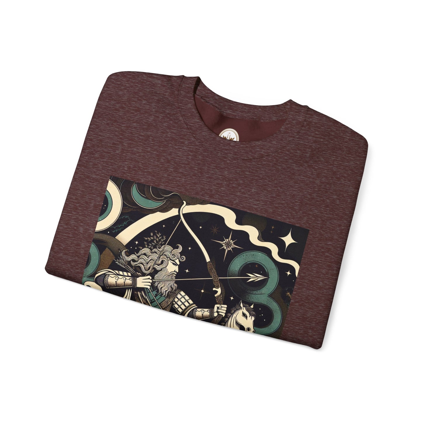 Unisex Heavy Blend™ Crewneck Sweatshirt, Man With Arrow Sagittarius Zodiac Design