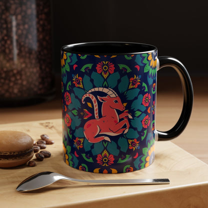 Accent Coffee Mug, Capricorn, Zodiac, Flower Pattern, (11, 15oz)