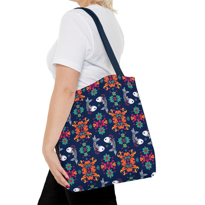Tote Bag (AOP), Pisces, Zodiac, Flower Pattern