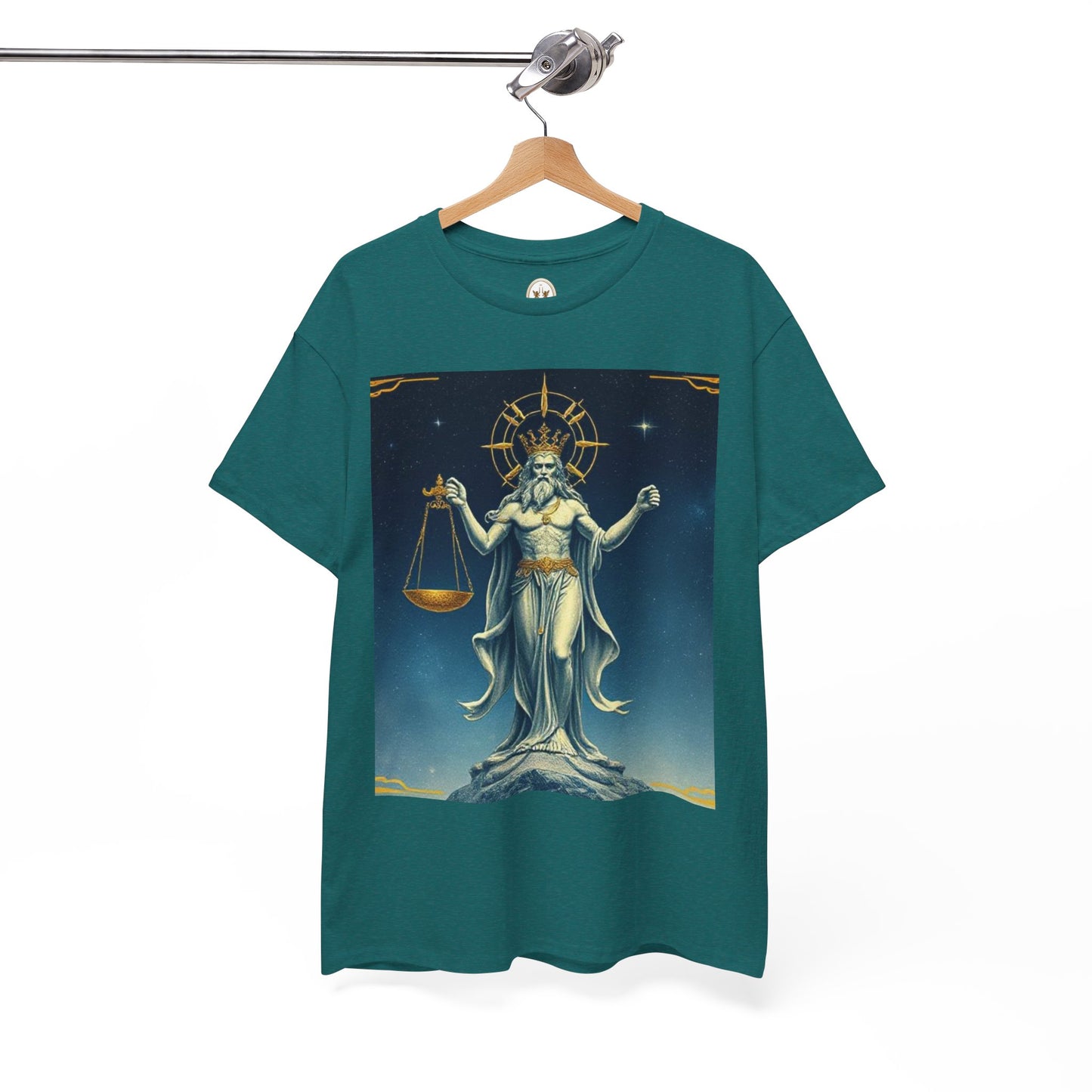Unisex Heavy Cotton T-Shirt, Space, Libra God, Zodiac Design