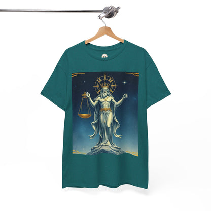 Unisex Heavy Cotton T-Shirt, Space, Libra God, Zodiac Design